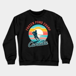 Vintage Canadian Hockey Player Sunset Tee - Pond Champion Crewneck Sweatshirt